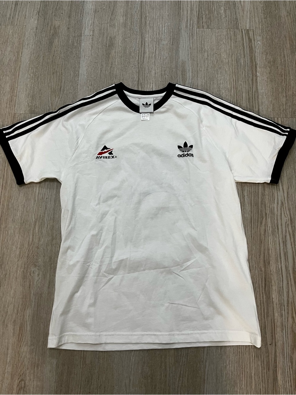 adidas White Tee with Black Stripes and Trim